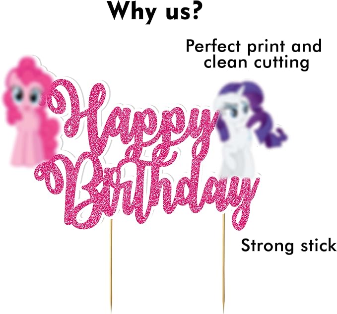 Magical Pony Happy Birthday Cake Topper – Cartoon Pny Theme Party Decoration – Colorful Unicorn-Inspired Cake Topper for Birthday Celebrations – Party Supplies for Girls & Boys"