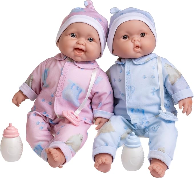 Twins 13" Realistic Soft Body Baby Dolls | JC Toys - Berenguer Boutique | Twins Gift Set with Removable Outfits and Accessories | Pink and Blue | Caucasian | Ages 2+
