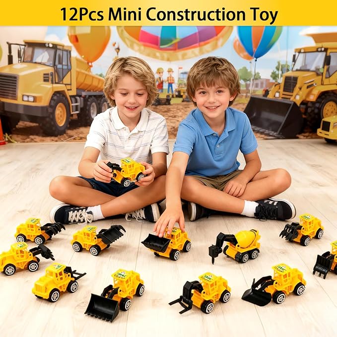 Construction Party Favors Pack - For 12Guests, Construction Birthday Party Decorations Supplies, Construction Theme Toys for Goodie Bag Stuffer, Pinata Filler Gifts