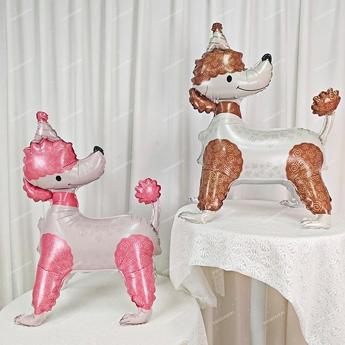 2PCS Self Standing Dog Animal Balloons Cute Teddy Pet Puppy Birthday Foil Balloon For Kids Gift Animal Dog Themed Birthday Baby Shower Pet Party Decorations Supplies