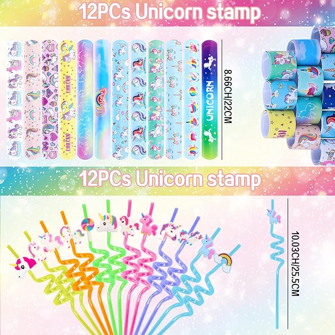 220Pcs Unicorn party favors for kids, Unicorns Theme Birthday party decoration with bracelet Tattoos for goodies bag Fillers Carnival Prizes, Pinata Filler