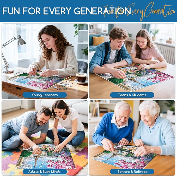 500 Piece Puzzle for Adults | Brunch in Paris Puzzle | Recycled Cardboard Eiffel Tower Paris Jigsaw Puzzle 500 Pieces | Impossible Challenge Game Home Decor Birthday Party Gift for Adults Seniors