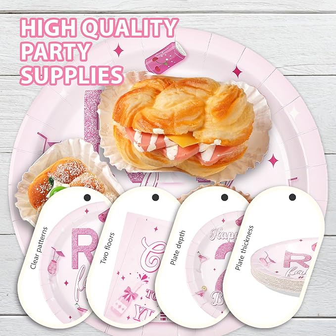 96Pcs Happy 21st Birthday Decorations Young Cheers to 21 Years Plates and Napkins Rip Fake Id Finally 21 Birthday Decoration Favors for Girls 21 Years Old Bday Party Supplies Serves 24