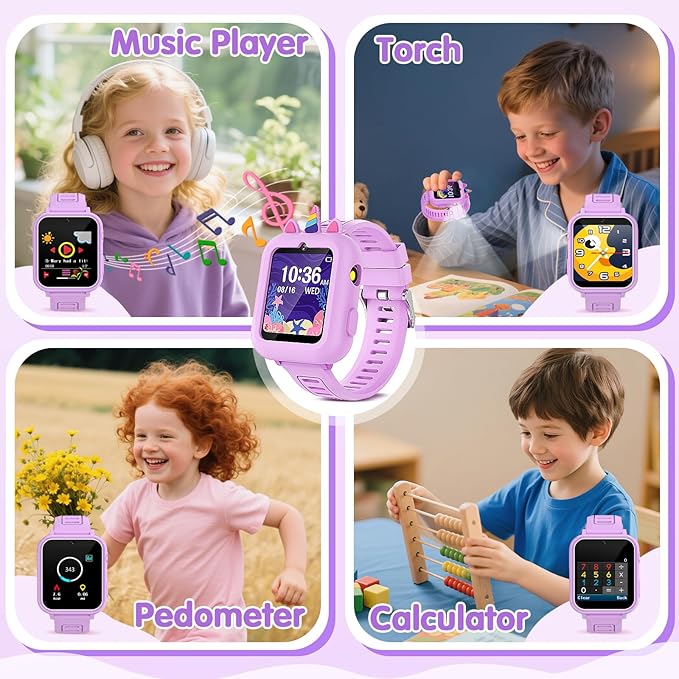 Smart Watch for Kids Girls Gift Age 3-12 with 39 Games Alarm Clock Camera Video Music Player Pedometer Flashlight 12/24 hr HD Touch Screen Kids Smart Watch Birthday Toys for 4 5 6 7 8 9 10 Year Olds