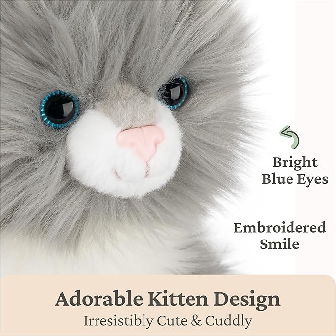 GUND Camilla Kitten Plush, Premium Cat Stuffed Animal for Ages 1 and Up, Gray/White, 9”