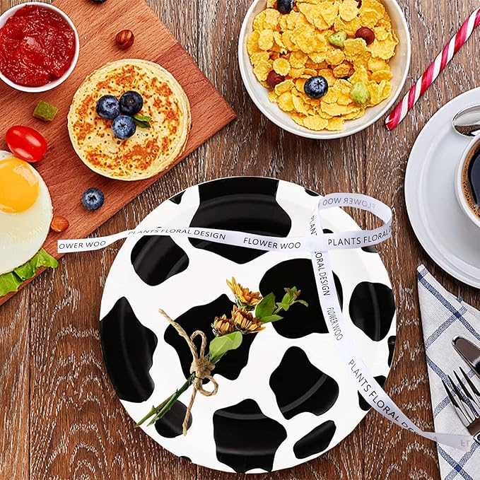 60pcs Cow Print Party Supplies - Cow Themed Tableware Set with 7" Paper Plates, Napkins & Forks for Kids Birthday Party (Serves 20)