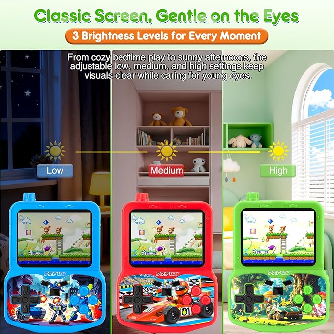 Retro Handheld Game Console for Kids, Built-in 220 Classic Games, 3.5'' IPS HD Screen, Portable Video Game Player with Rechargeable Battery, Perfect Travel Gift Toy for Boys Girls Ages 3-12 (Green)