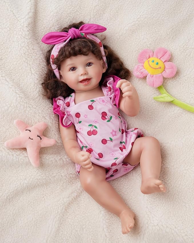 BABESIDE Reborn Baby Doll Clothes Cherry Pattern for 17- 22 Inch Baby Doll Clothes Outfits with Headband