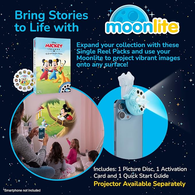 Moonlite Storytime - Disney's Mickey & Friends A Surprise for Pluto Storytime Disc - A Magical Read - Projector Sold Separately - Digital Story w/ Sound FX - Learning Gifts for Kids Ages 1 Year & Up