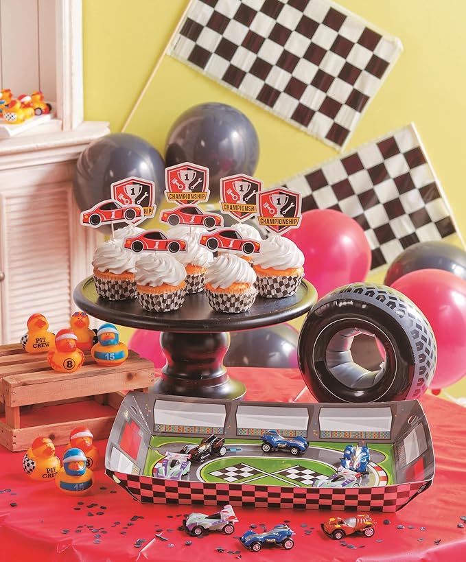 Fun Express Inflatable Tire Balloons Set of 12-8" Racing Car Birthday Party Decorations | Hot Wheels Theme Party Supplies for Kids Race Car Birthday Celebrations & Table Decor