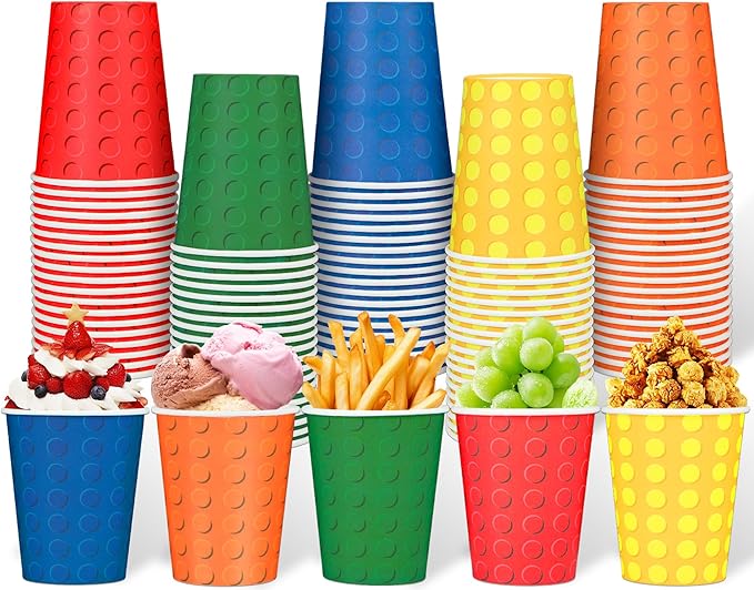 100pcs Building Blocks Party Paper Cups Colorful Blocks Bricks Disposable Cups for Block Party Decorations Building Bricks Paper Drinking Cups for Building Block Birthday Party Supplies and Favors