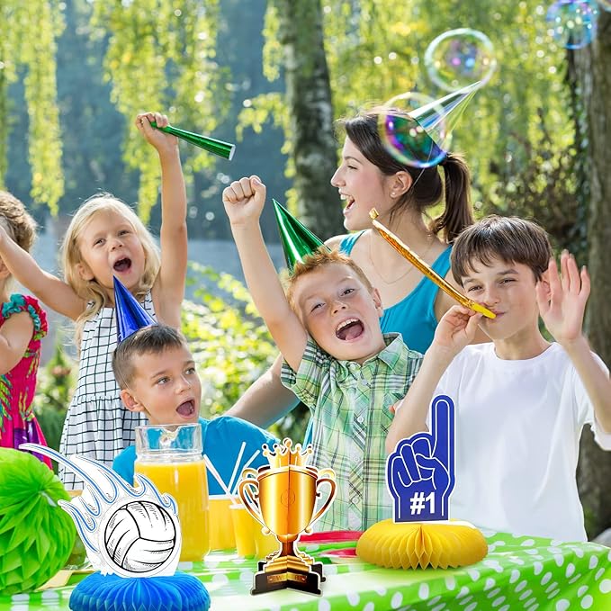 Harloon 12 Pieces Volleyball Party Decorations Volleyball Honeycomb Centerpieces Volleyball Tables Centerpieces Volleyball Party Favors for Birthday Party Sports Themed Party Decor