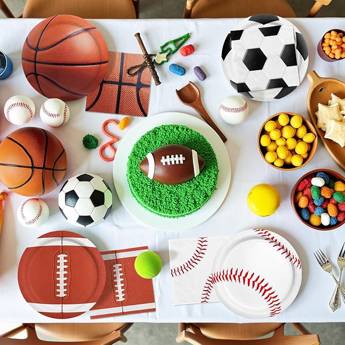 Gatherfun Sports Themed Birthday Party Kit for 40 - Includes Sports Themed Plates and Napkins for Boys Sports Theme Party Decorations Supplies