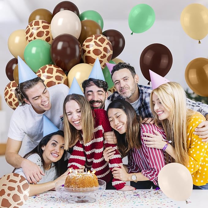 Green Brown Balloons, 50PCS 12Inch Safari Jungle Balloon with Sage Green Brown Gold Cream Balloons Retro Khaki Apricot for Giraffe Woodland Animal Baby Shower Birthday Wild Party Decorations