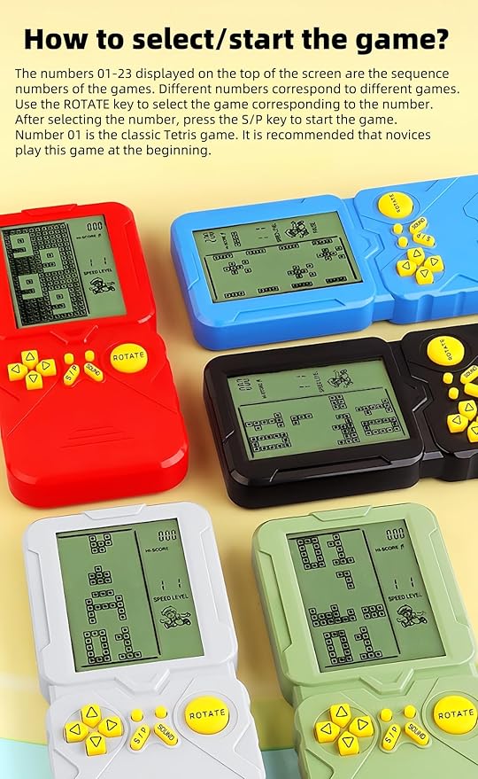 4.5-inch Block Retro Game Console Suitable for European/American Players Built-in 23 Games Racing/Tank war Adjustable Difficulty/Speed Gifts for Husbands/Boyfriends/Children Puzzle Toy (Black)