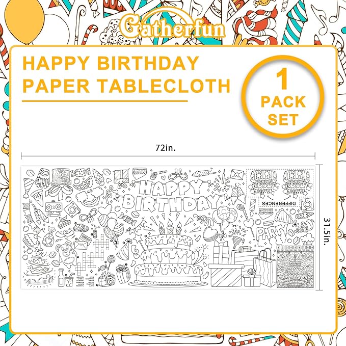 Gatherfun Giant Coloring Poster for Classroom Wall - Versatile 31.5 x 72 Inches Birthday Activity Poster/Table Cover, School Parties, Birthday Party and Special Events Decoration