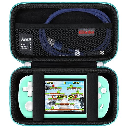 Elonbo Carrying Case for TEBIYOU/ WELLST·G/ TaddToy/ Beijue/ FAMILY POCKET/ CCTU/ X-JOYKIDS/ GREENCREEK/ Beico/ KAVOYI/ GuaiyeyeAP Handheld Game Console, Portable Electronic Gaming Player Bag, Green