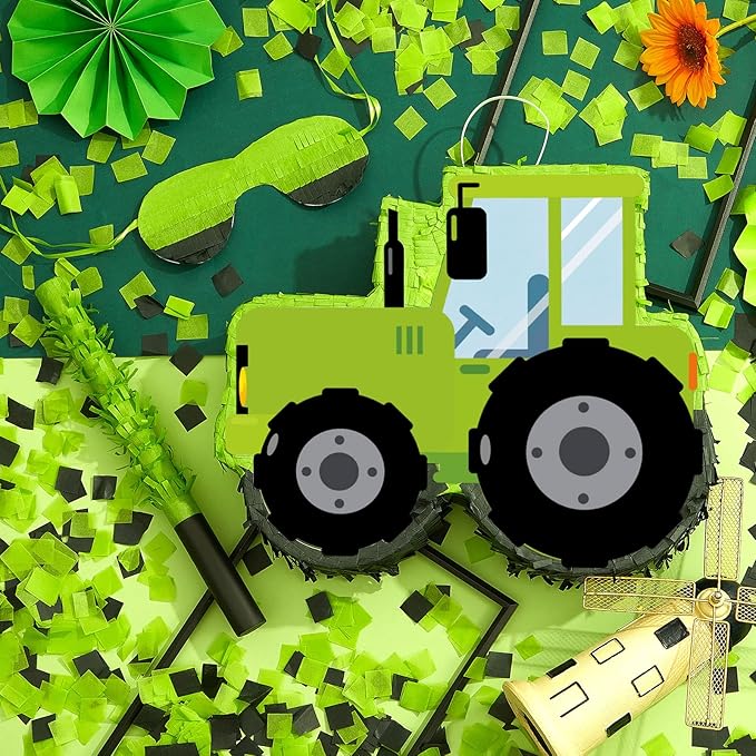 Lewtemi Tractor Piñatas for Birthday Party Excavator Piñata with Stick, Blindfold, Confetti for Adults Birthday Baby Shower Party Supplies