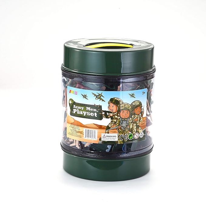 JOYIN 164 Piece Military Soldier Playset Army Men Play Bucket Army Action Figures Battle Group Deluxe Military Playset, Aircrafts, Helicopters, Tanks with Bucket, Easter Basket Stuffers