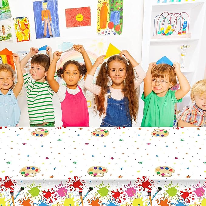 gisgfim 6 Pcs Art Paint Tablecloth Party Supplies Art Theme Birthday Party Decorations Creative Artist Painting Parties Table Covers for Kids 105 x 54 inch