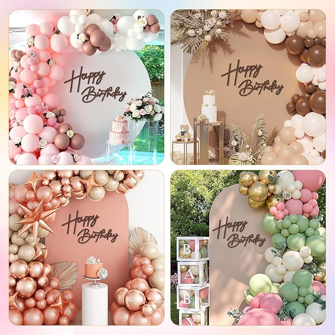 Babenest Brown Felt Happy Birthday Sign - Reusable Strong Adhesion Banner for Backdrop, Balloon Arch Decor, Party Supplies Reception Party Baby Shower Decorations