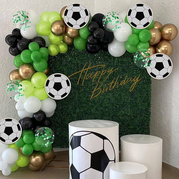 60pcs 12inch Green and Black Balloons, Black White Lime Green Confetti Balloons for Football Theme Party Baby Shower Video Game Birthday Decorations
