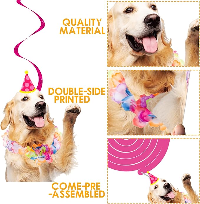 Golden Retriever Hanging Swirls Golden Retriever Birthday Party Decorations 20Pcs Dog Party Ceiling Streamers Retriever Party Supplies for Puppy Dog Party Hanging Decorations