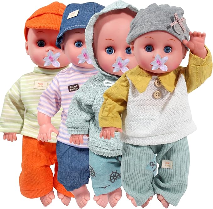 Baby Dolls Clothes Boy for 12-16 Inch Dolls, 4 Sets 15 Inch Doll Outfit Accessories