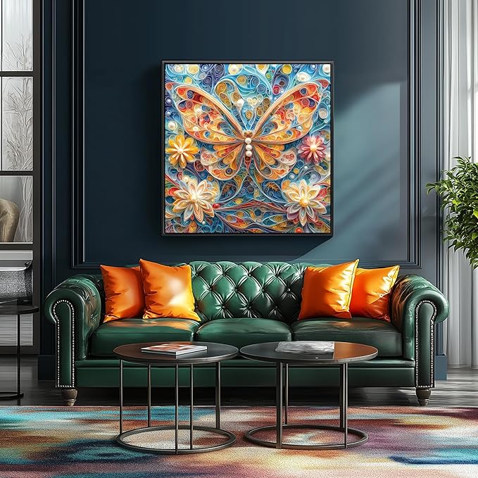 500 Piece Puzzles for Adults - Quilling Art Butterfly Jigsaw Puzzle, 20x20 Inches Vibrant Floral Art Puzzle for Relaxation & Home Decor