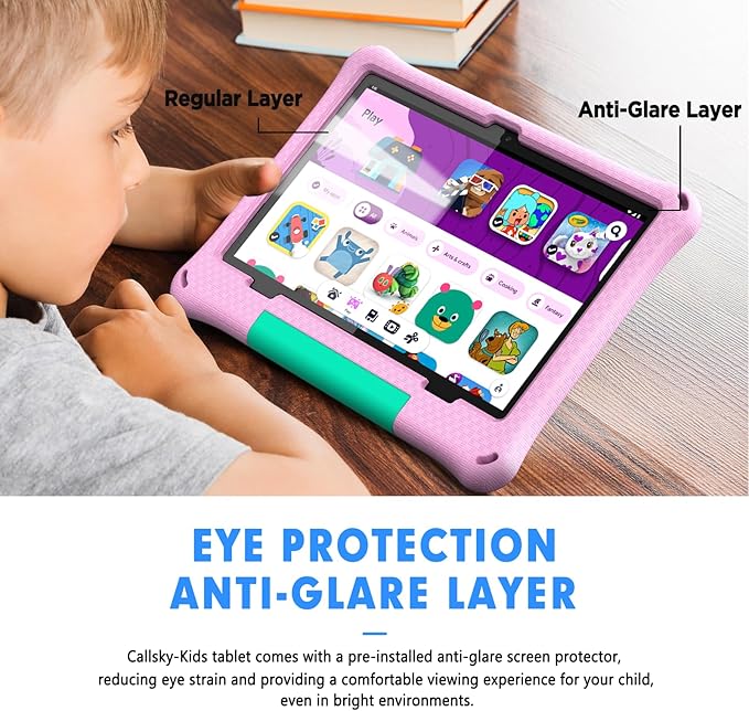 Kids Tablet: 10 Inch Android 15 Tablet for Kids, 64GB Octa-Core 6000mAh Battery, WiFi 6, Pre-Installed Kids Apps, Parental Control with EVA Protective Case - Ideal Gift for Toddler, Pink