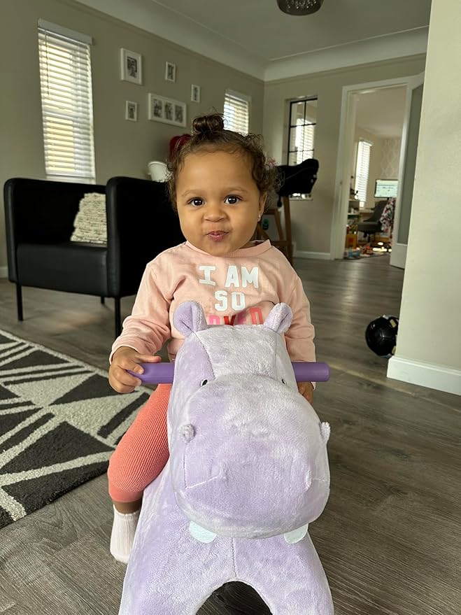 Radio Flyer Holly The Rolling Hippo Ride On, Ages 1-3, EZ-Glide 360-degree Wheels, Easy Grip Handles, Soft Plush Face, Ideal for Active and Imaginative Play, Toddler Ride On Toys