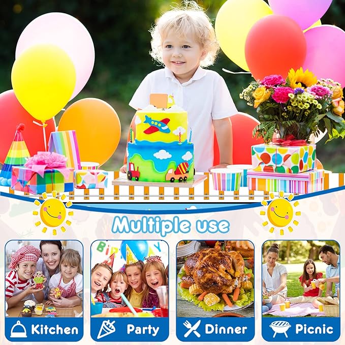 Irenare 3 Pieces Train Plastic Tablecloths Train Birthday Party Supplies Boy Tablecovers Party Decorations 51 x 87 Inch