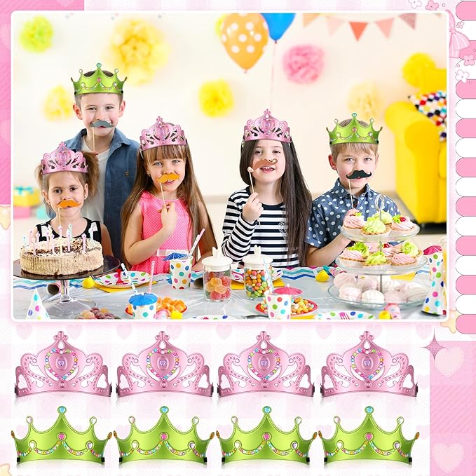 Yaomiao 44 Pcs Birthday Foam Crowns for Kids Princess Tiaras King Hat Bulk Diamond Sticker Kits for Crown Party Supplies