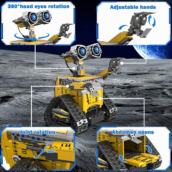 5-in-1 Remote Control Robot Building Kit, 724 Pcs Buildable Model Engineering Toys, No Coding Needed, Creative Ideal Gift for Boys Girls Kids Ages 8 9 10 11 12 13 Year Old