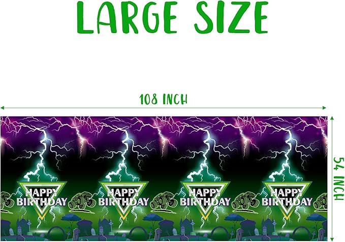 6 Pack Green and Purple Monster Truck Tablecloths - Monster Truck Happy Birthday Disposable Rectangle Table Cover for Baby Shower Kids Birthday Party Dinner Table Decoration 108×54 Inches