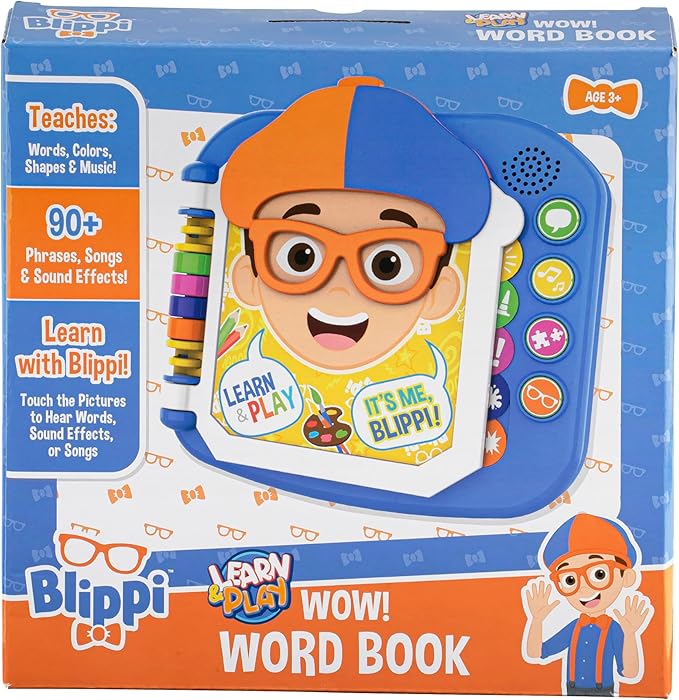 eKids Blippi Book, Toddler Toys with Built-in Preschool Learning Games, Educational Toys for Toddler Activities for Fans of Blippi Toys and Gifts(Multi Color)