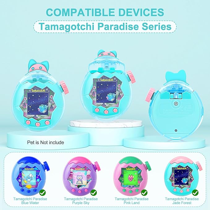 for Tamagotchi Paradise Clear Case and Replacement Lid Set, Ideal for DIY Fans, Collectors and Display, for Paradise Tamagotchi Accessories, with Lanyard (No Device/Film)