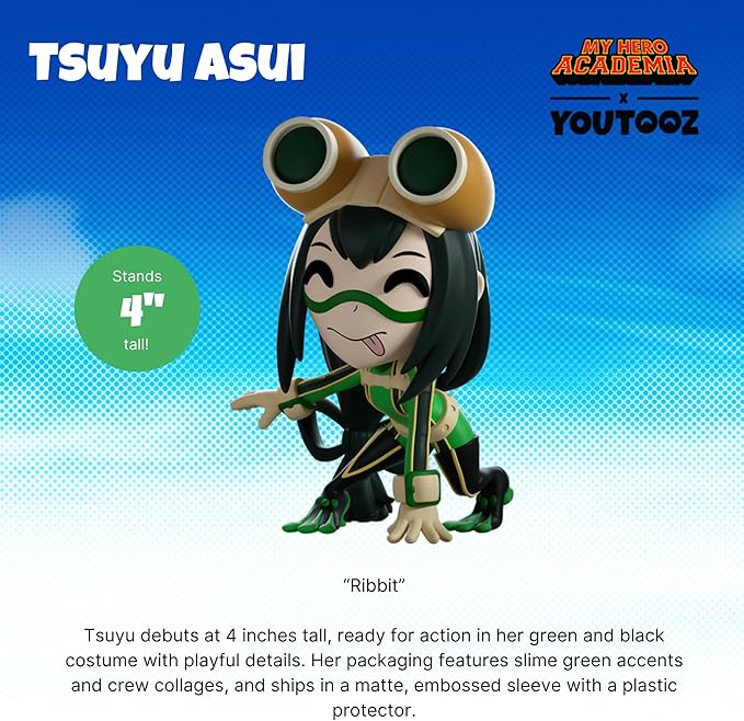 Youtooz Tsuyu Asui 4" Vinyl Figure – Tsuyu Asui Action Figure from My Hero Academia Anime Collection