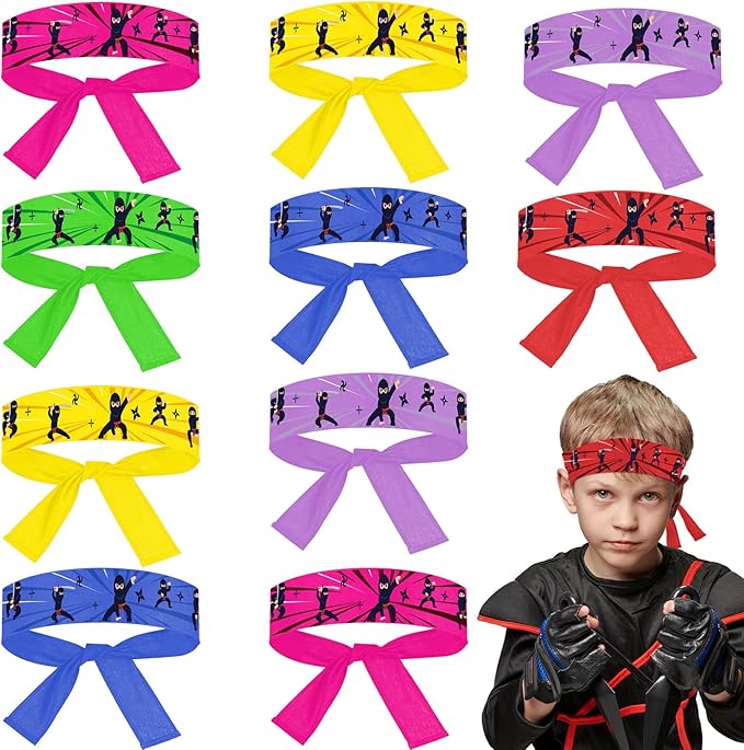 ZOIIWA 24Pcs Karate Headbands Birthday Party Favors Colorful Karate Themed Headbands Party Decorations for Kids Boys Girls Adults Birthday Party Supplies
