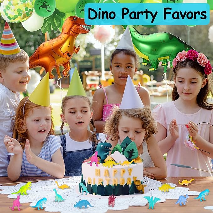 48Pcs Glow in Dark Mini Dinosaur Figures Kids Easter Egg Fillers Basket School Birthday Party Favors Supplies Dino Cupcake Toppers Pinata Goodie Bags Stuffers Classroom Prizes Carnival Bulk Toy Gift