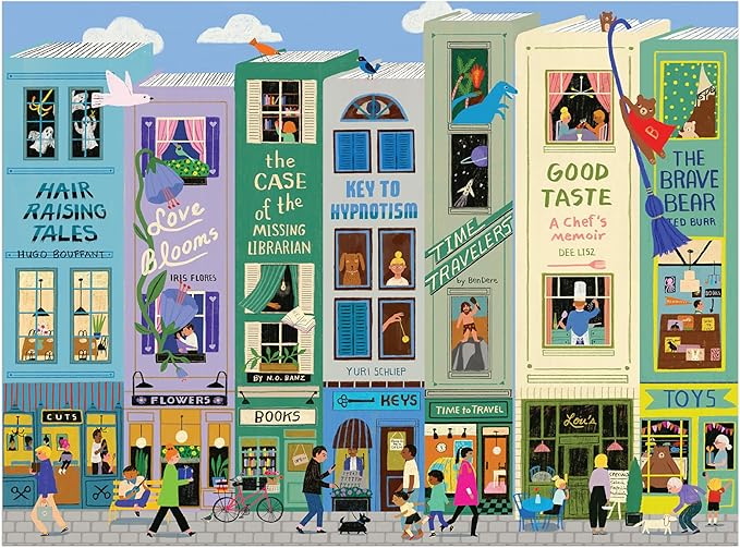 Galison Main Street Books – 1000 Piece Jigsaw Puzzle Featuring Beautiful Artwork of A Book Themed Neighborhood
