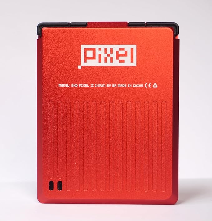 GKD Pixel 2 Console Metal Retro Game Player Portable Mini Pocket Handheld, Preinstalled with 64GB TF Card 1800mAh Battery 2.4-inch IPS Screen Aluminum Body Console Gaming Player (Red 64GB)