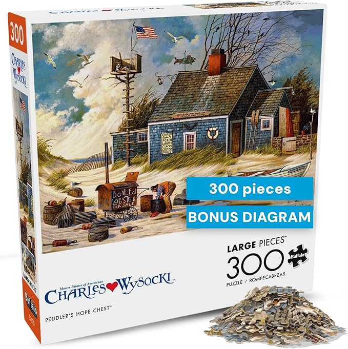 Buffalo Games - Charles Wysocki Peddler's Hope Chest 300 Piece Jigsaw for Adults Premium Giftable Puzzle