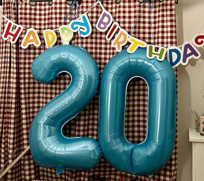 2 Numbers Balloon 40 Inch Pastel Blue Two Balloon Number Birthday Decor, 2nd 12 21st Party Celebration Decorations Graduations Wedding Baby Shower