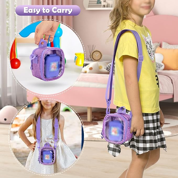 LoDrid Travel Carrying Case Compatible with Bitzee Interactive Toy Digital Pet, Storage Bag with Adjustable Shoulder Strap for Virtual Electronic Pets and Accessories, Purple, Bag Only