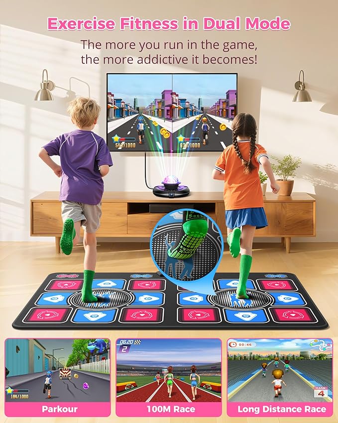 Dance Mat for Kids and Adults: 2-Player Electronic Dance Pad with HDMI for TV - Wireless Musical Exercise Game - Great for Party Fun & Birthday Gifts for Girls & Boys Ages 6+
