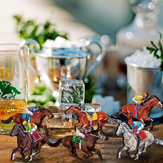 6pcs Derby Decorations Horse Racing Decorations Table Centerpieces Wooden,Double Sided Derby Table Decorations Horse Racing Party Supplies,Derby Party Decorations