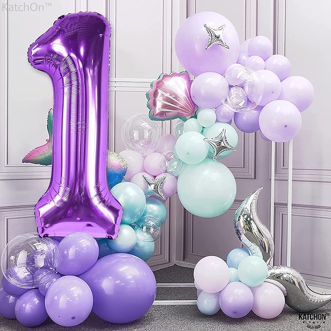 KatchOn, Purple 1 Balloon Number for First Birthday - 40 Inch | Number 1 Balloons for 1st Birthday | 1 Balloons for 1st Decorations | Purple Number One Balloon For Happy Anniversary Decorations