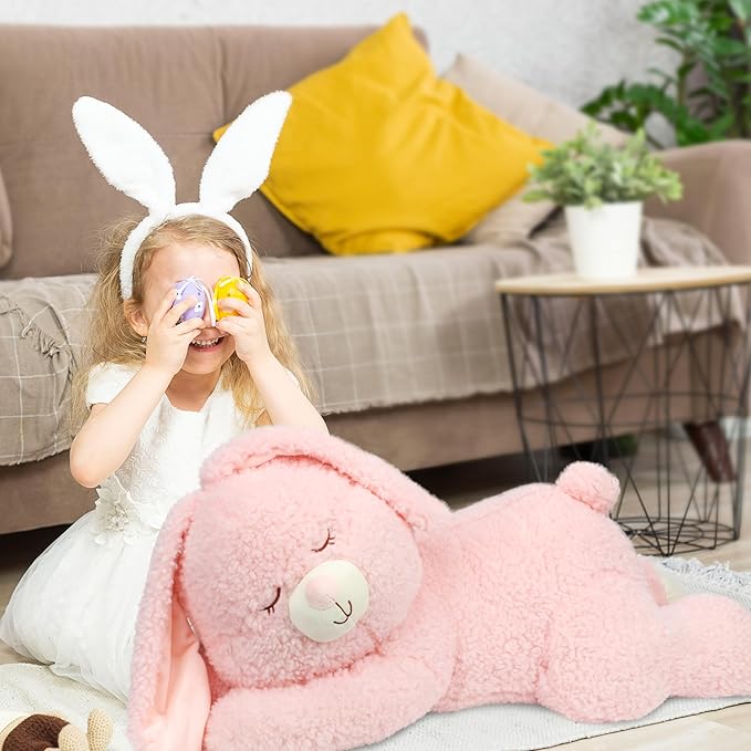 Large 31.5" Bunny Stuffed Animal, Giant Easter Plush Bunny, Jumbo Soft Rabbit Toy Birthday Party Gifts for Kids Girls Boys