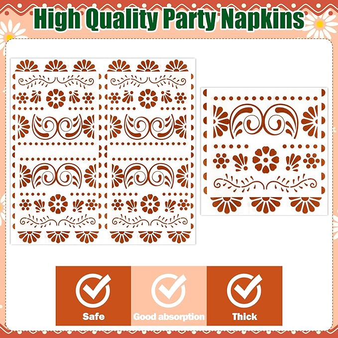 96Pcs Platos De Barro Mexicanos Cielito Lindo Terracotta Clay Party Plates Supplies Tableware Decorations Disposable Paper Plates Napkins Forks for Birthday Wedding Baby Shower, Serves 24